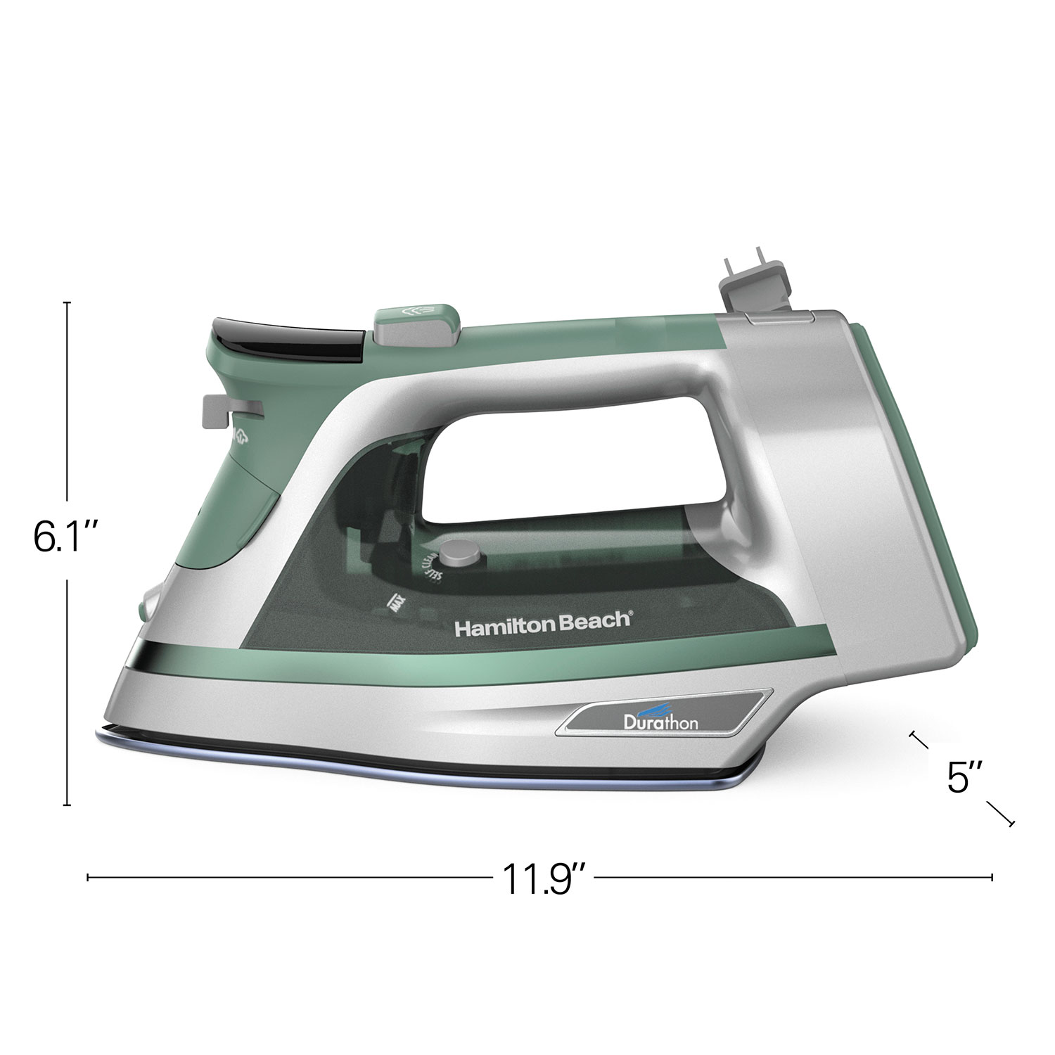 Plancha Hamilton Beach 19970 Suela Antiadherente Durathon Digital Cable Retractil Verde.