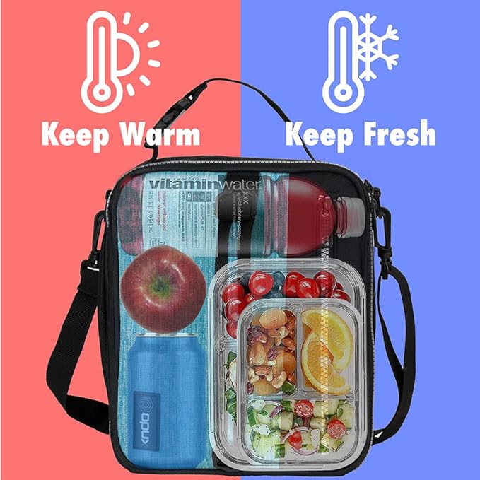 OPUX - Lonchera aislada para hombres y mujeres, adultos, bolsa de almuerzo compacta para niños, niñas, adolescentes, bolsa de almuerzo suave para el trabajo y la escuela, lonchera a prueba de fugas,.