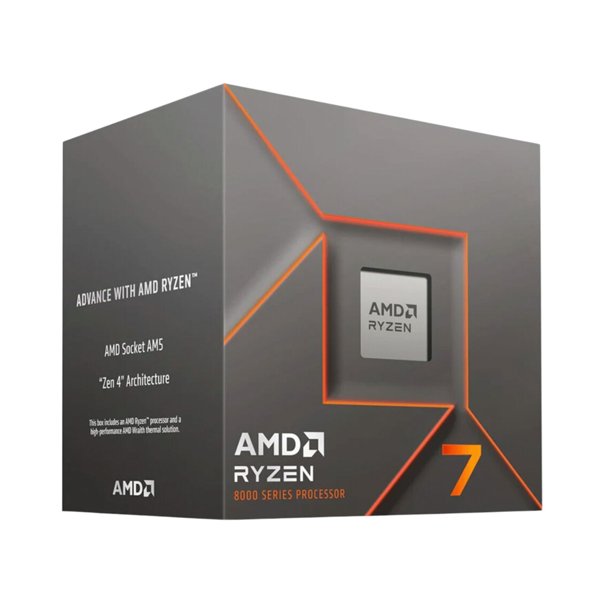Procesador AMD Ryzen 7 8700F, AM5, 8 Núcleos, hasta 5 GHz, sin Gráficos, incluye Disipador.