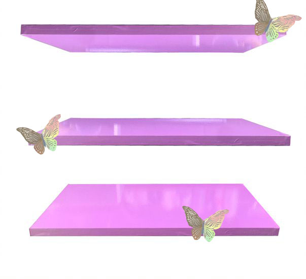 Repisas de Pared Flotantes 3 piezas Rosa con Mariposas.