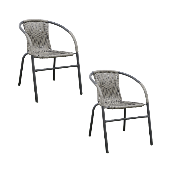 Interimobel Set de 2 Sillas de Jardín para Exterior Modelo Jizan en Color Gris.