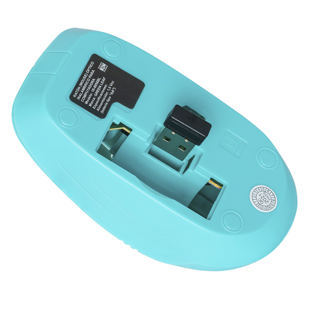 Mouse Óptico Inalámbrico Green Leaf 1600 DPIs color azul 18-8856BL.