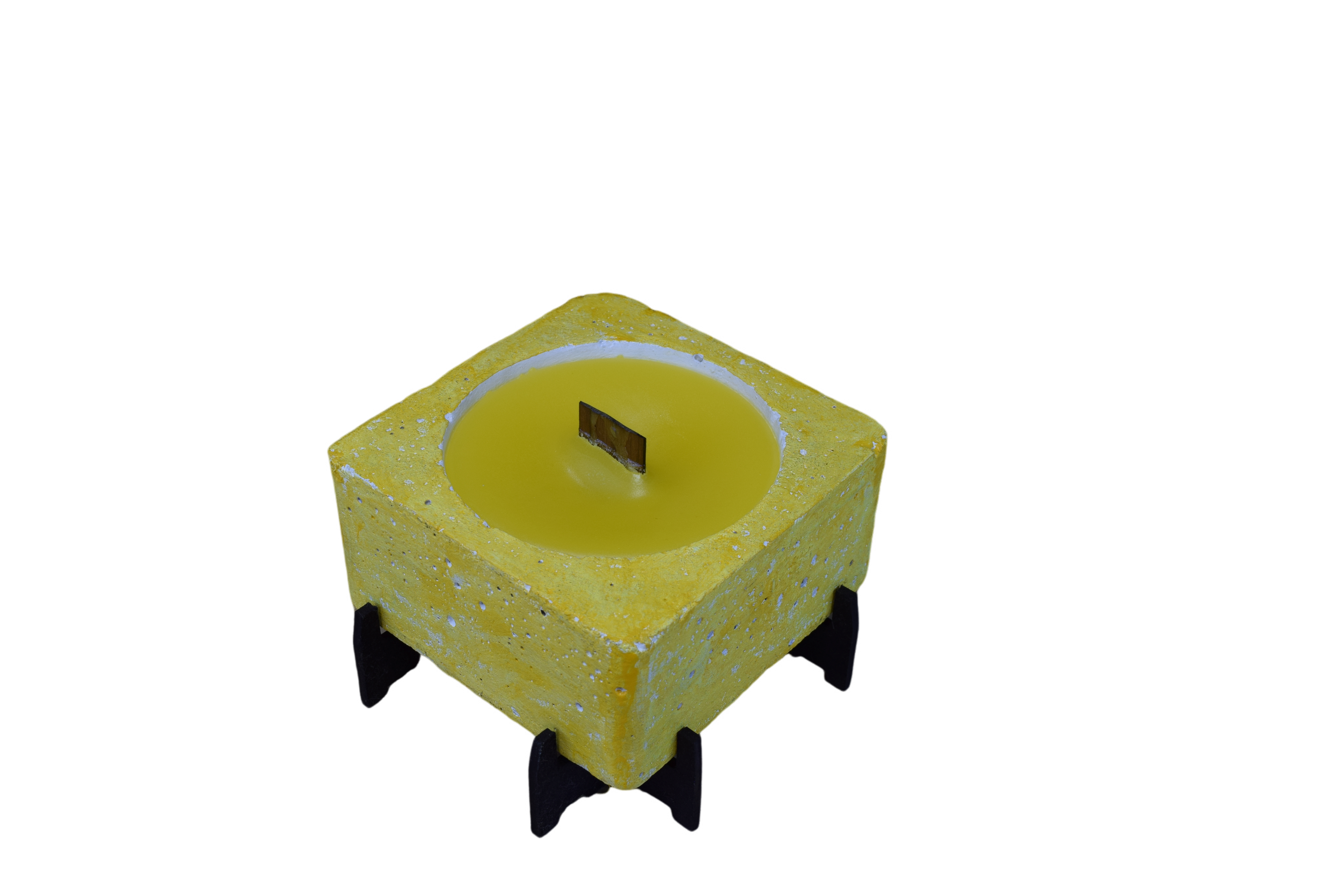 Vela De Citronela Cuadrada Con Pabilo De Madera Y Base