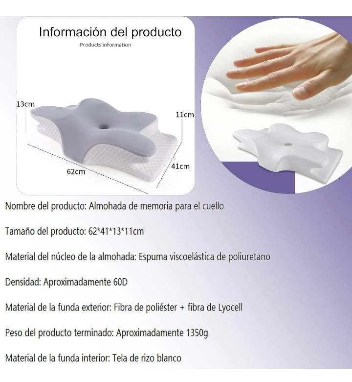 Almohada cervical ortopedica espuma ergonómica dolor cuello .