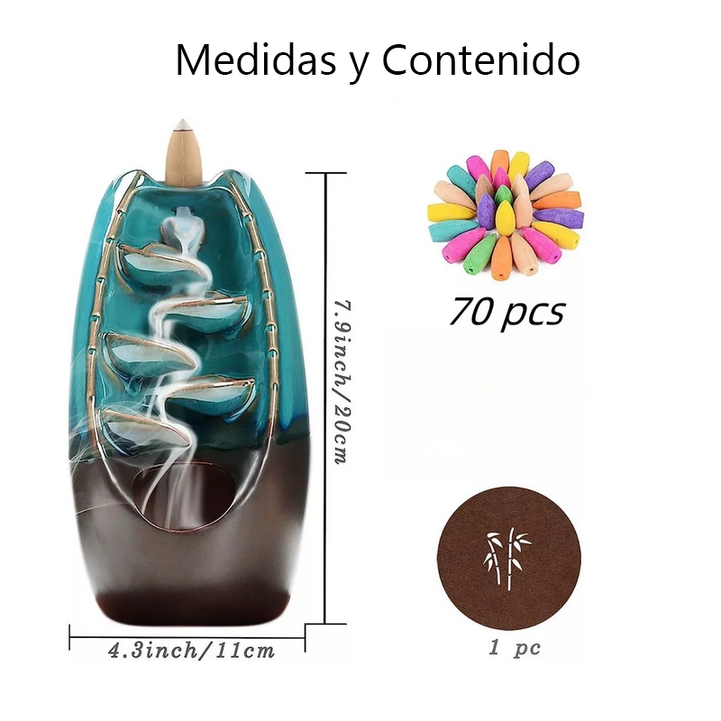 Quemador De Incienso De Cerámica Con Cascada De Reflujo.