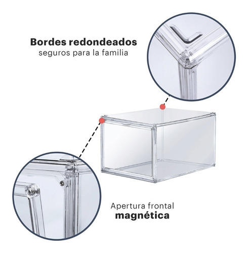 Caja De Zapatos Tenis Apilable Premium Transparente Imantada.