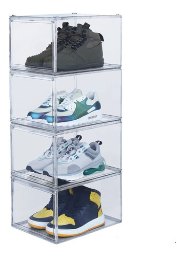 Caja De Zapatos Tenis Apilable Premium Transparente Imantada.