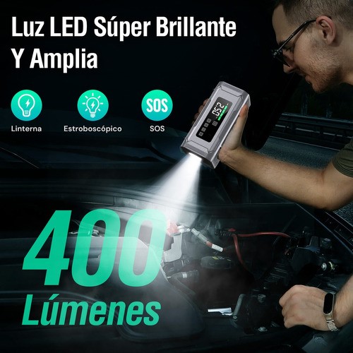Arrancador De Batería Portátil De Auto Inflador Rápido 6000a.
