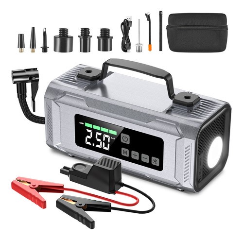 Arrancador De Batería Portátil De Auto Inflador Rápido 6000a.