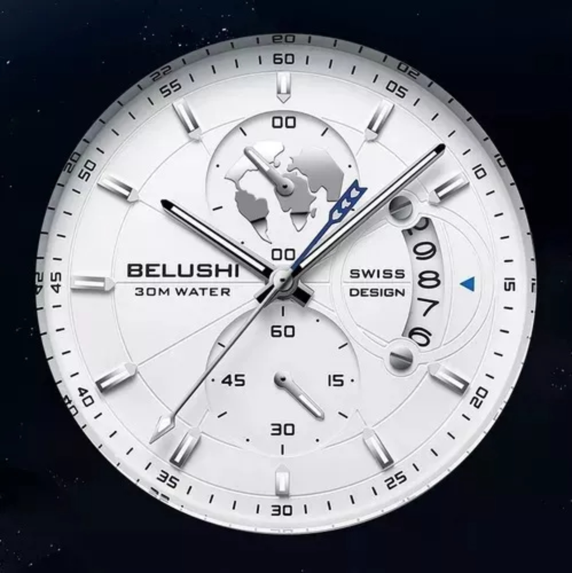 Reloj pulsera Belushi B-576P con correa de cuero.