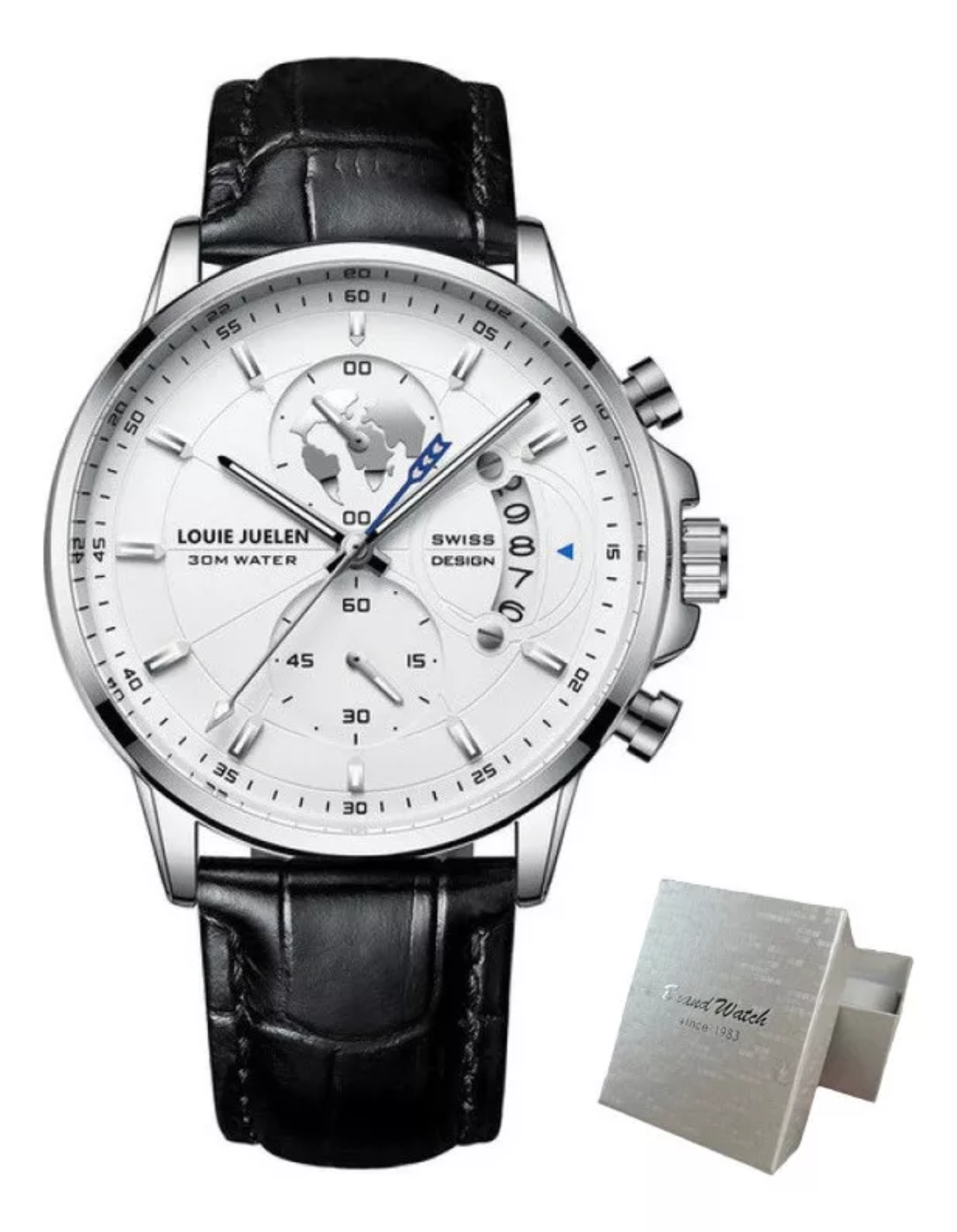 Reloj pulsera Belushi B-576P con correa de cuero.