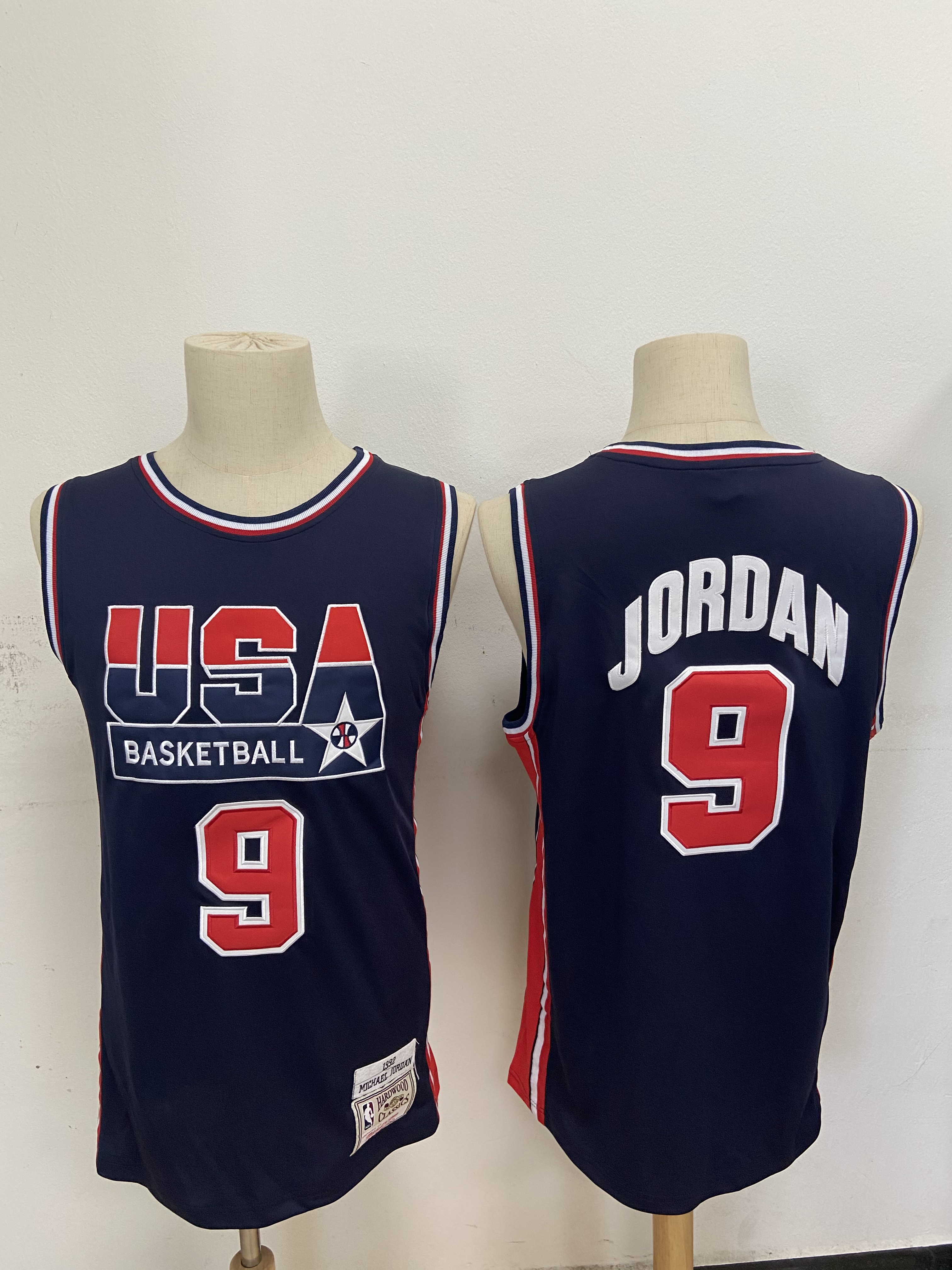 Nuevo! Jersey Basketball Dream Team Estados Unidos USA Barcelona 1992 BORDADO Azul Jordan 9 Talla S.