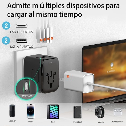 Adaptador Usb Universal Europa Ee. Uu. Reino Unido Australia .