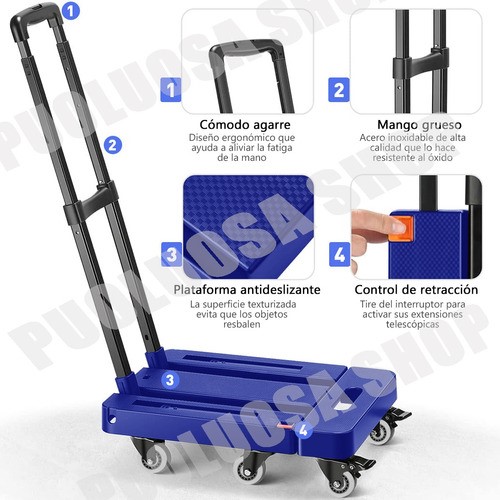 Diablo De Carga Plegable Carrito Plataforma Extensible 200kg.