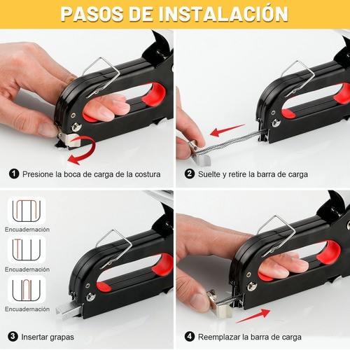 Engrapadora Tipo Pistola Para Tapiceria, 6000 Grapas,guantes.