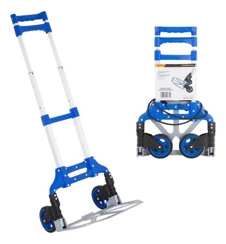 Diablito De Carga Extensible Carrito Plegable 100kg Kingsman Base de Aluminio Antideslizante Cuerdas Elasticas Llantas Agarradera Ergonomica Manija Telescopica.