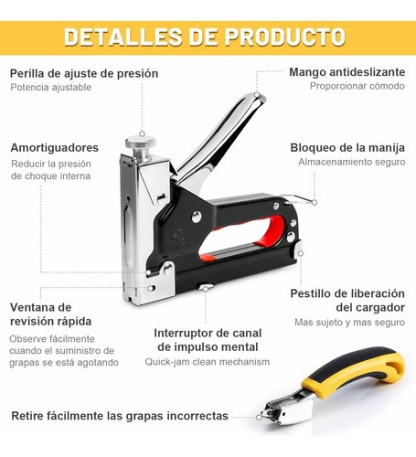 Engrapadora Tipo Pistola Para Tapiceria, 6000 Grapas,guantes.