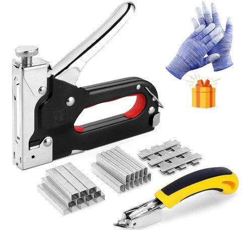 Engrapadora Tipo Pistola Para Tapiceria, 6000 Grapas,guantes.
