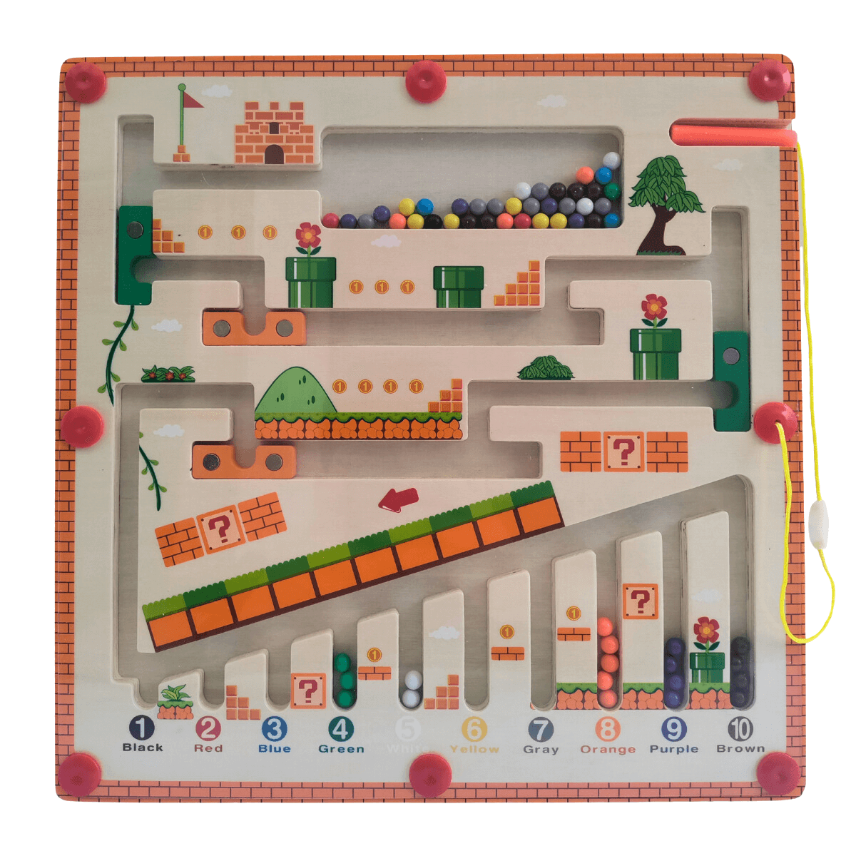 Laberinto Magnético Montessori Con Bolitas Y Tablero De Dibujo - Juguete De Motricidad Fina Para Niños De 3 A 5 Años, Incluye 10 Tarjetas Dobles Con 20 Patrones