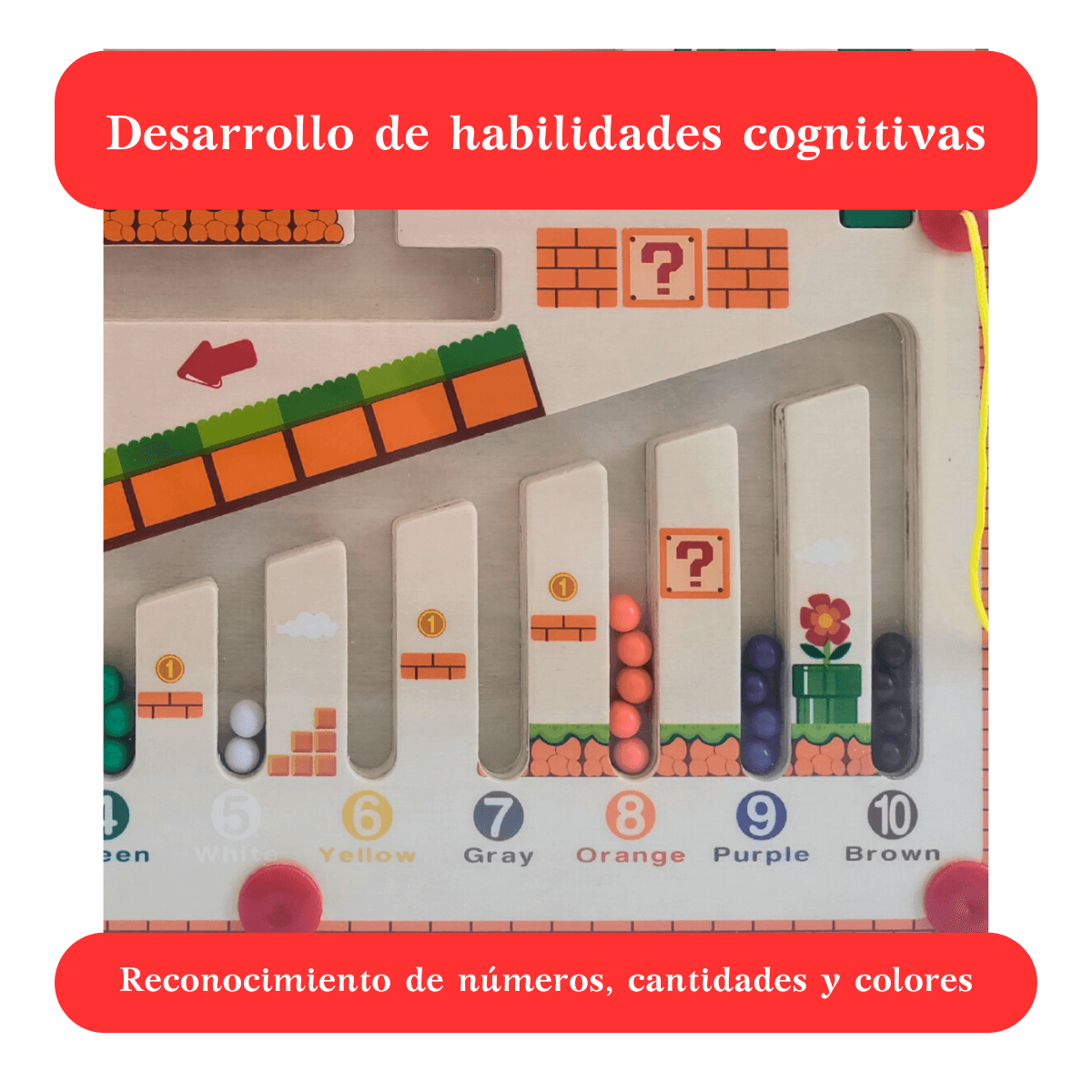 Laberinto Magnético De Madera De Colores Y Números – Juguete Educativo Para Niños +3