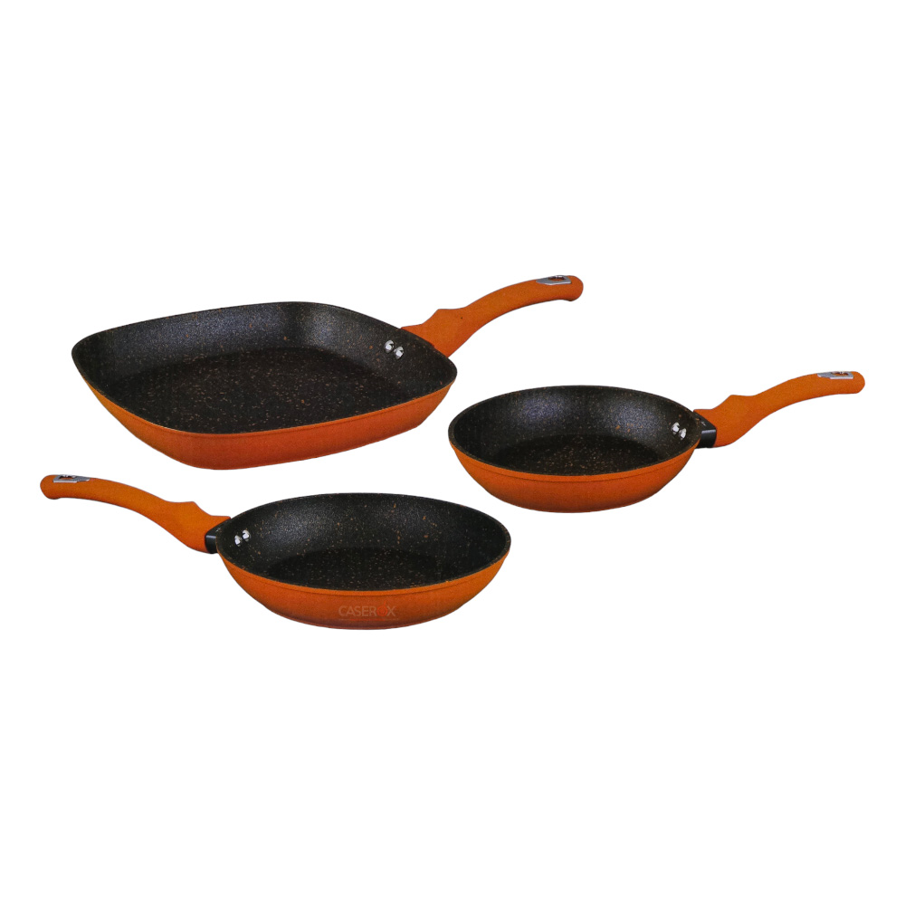 Set 3 Sartenes Aluminio c/antiadherente Naranja 93003 - ALFA.