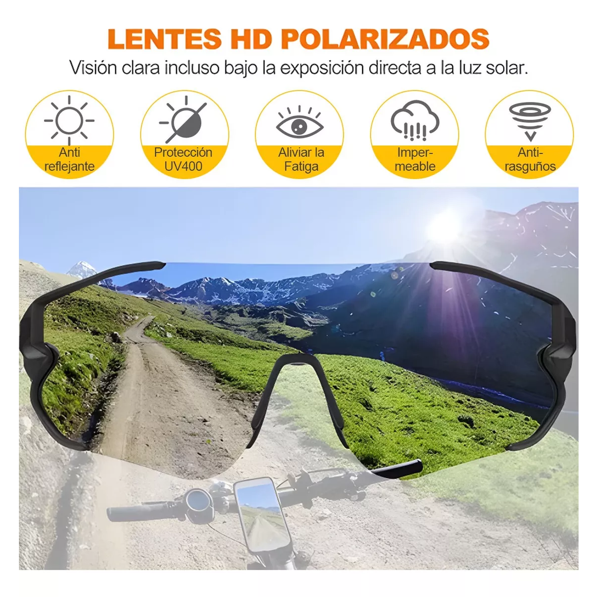 Gafas Ciclismo Polarizadas Deportivas 3 Lentes Protección Uv Gris Oscuro.