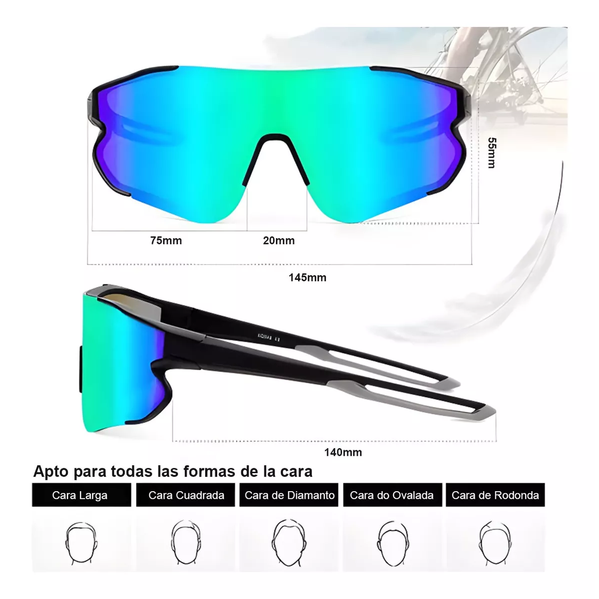 Gafas Ciclismo Polarizadas Deportivas 3 Lentes Protección Uv Gris Oscuro.