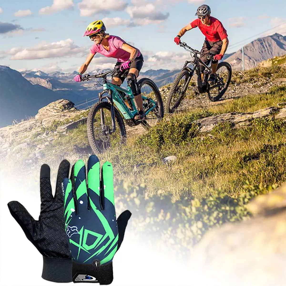 Guantes Ciclismo Bicicleta Montaña Ruta Mtb Almohadilla Gel Verde.
