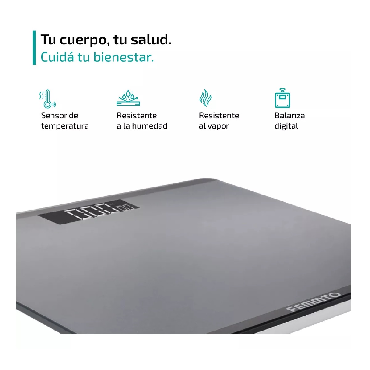 Bascula Digital Peso Personas 180 Kg Pesa Corporal Baño Sensor temperatura Personal Femmto.