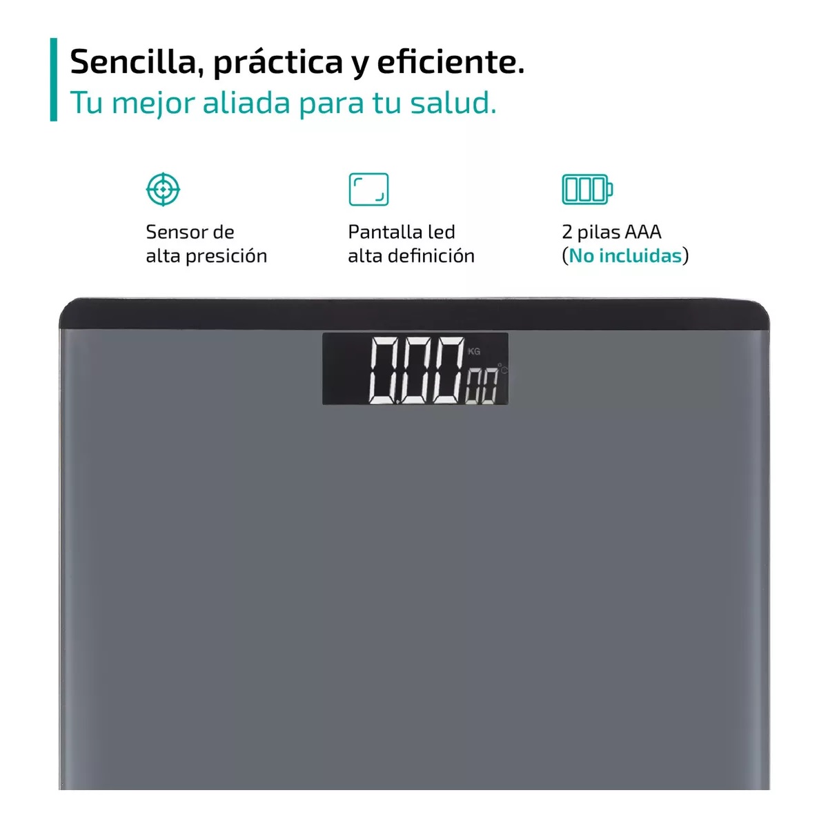 Bascula Digital Peso Personas 180 Kg Pesa Corporal Baño Sensor temperatura Personal Femmto.