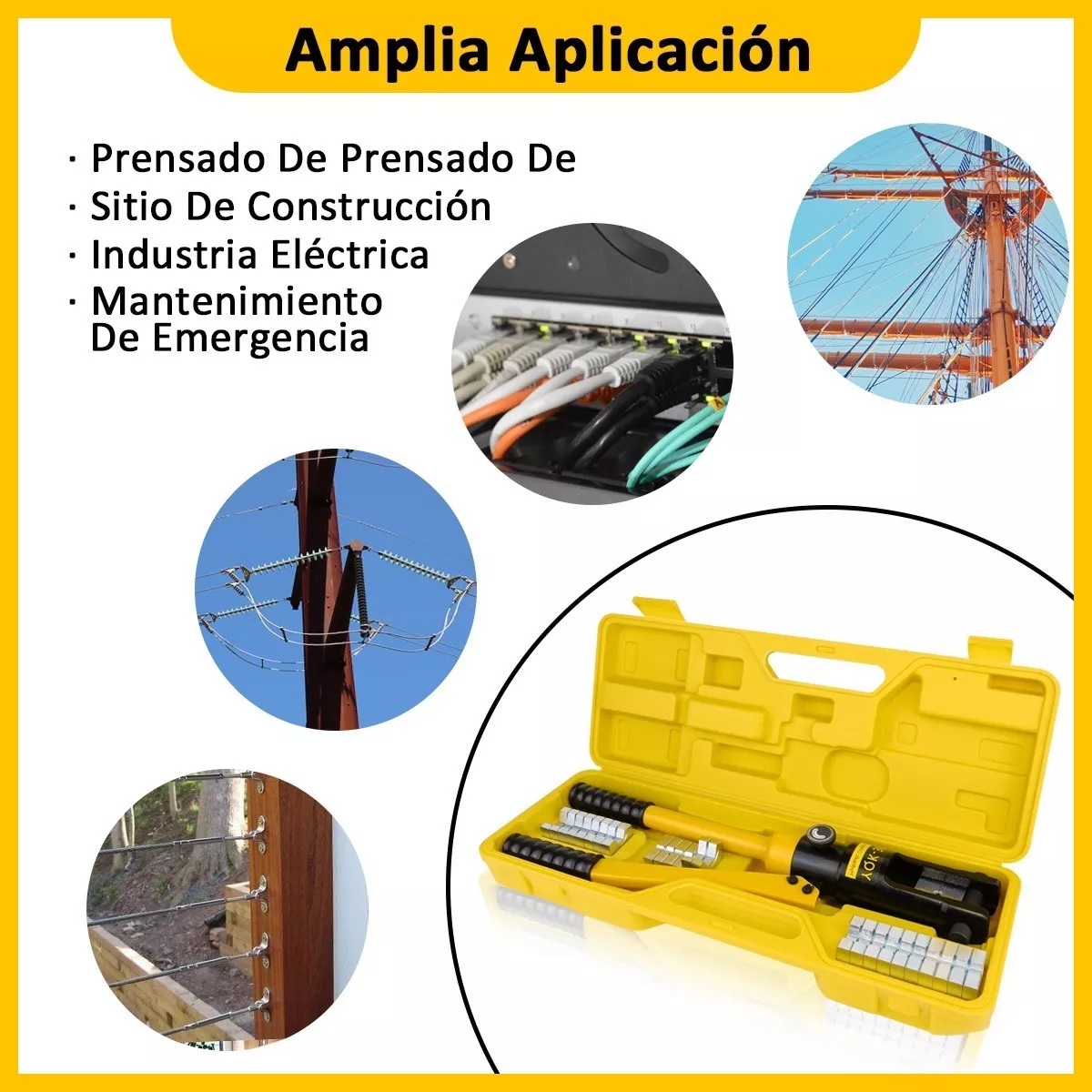 Herramienta Ponchadora Pinza Hidráulica Con 26 Pzas Dados 8mm-300mm.