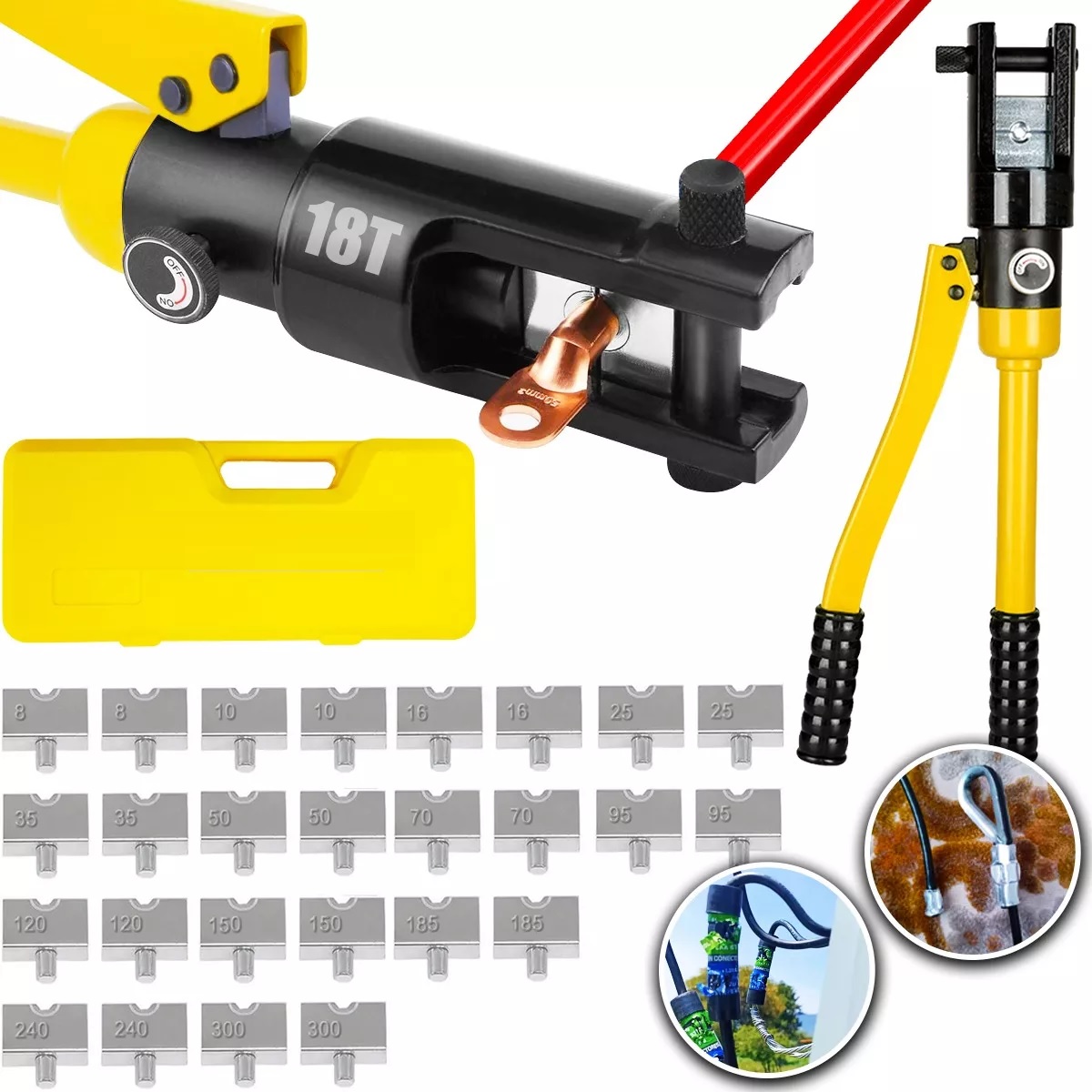Herramienta Ponchadora Pinza Hidráulica Con 26 Pzas Dados 8mm-300mm.