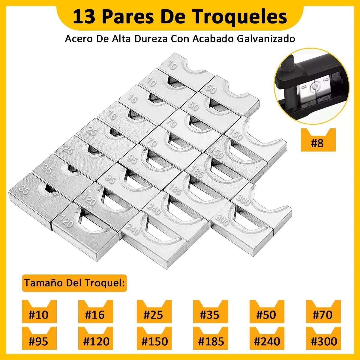 Herramienta Ponchadora Pinza Hidráulica Con 26 Pzas Dados 8mm-300mm.