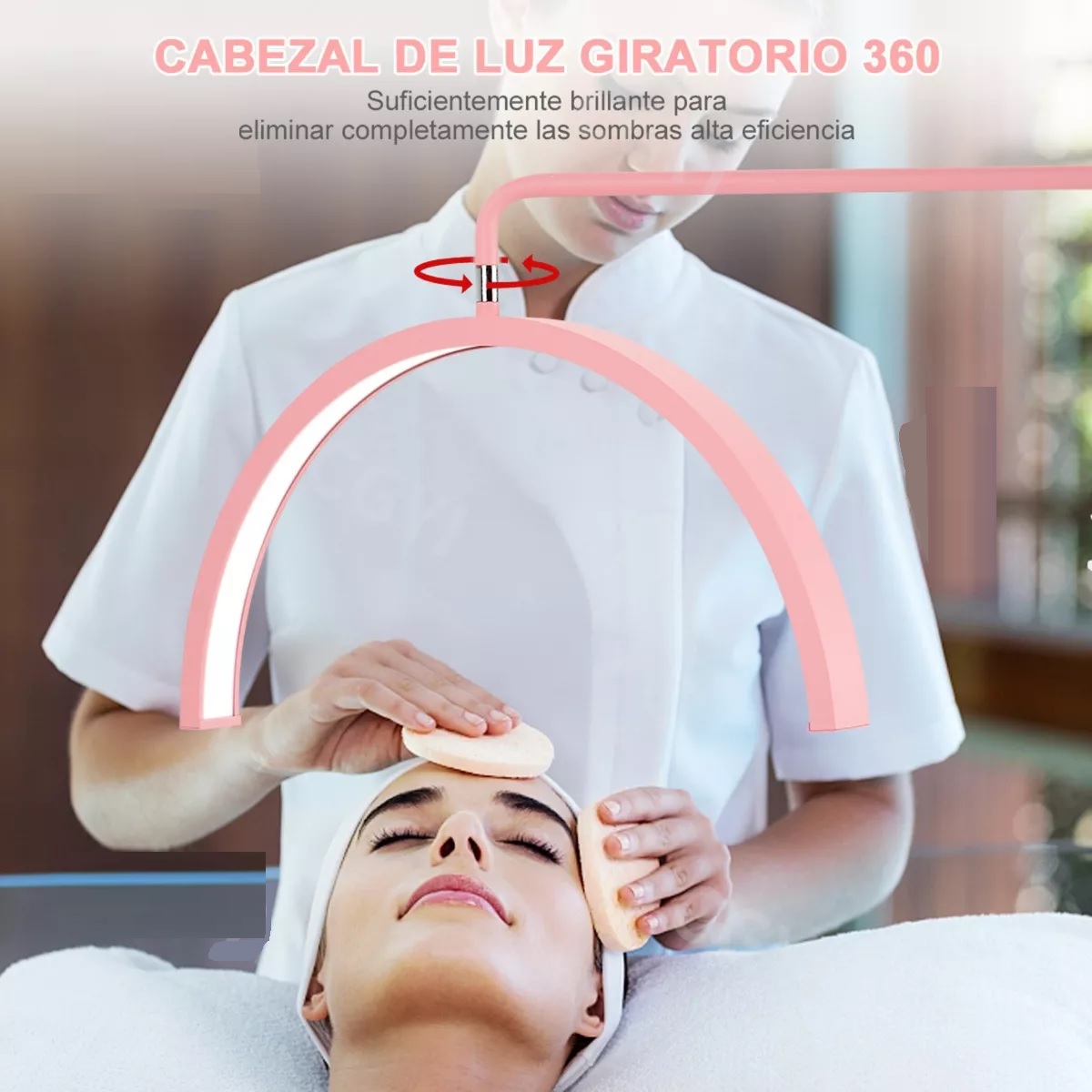 Lámpara Para Pestañas Spa Ajustable 1.35-1.8m 40w 3000-6000k Rosa.