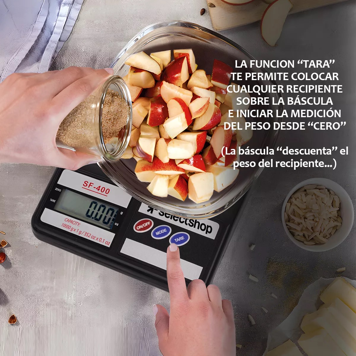 Báscula Cocina Digital Gramera Alimentos Alta Precisión 10kg Color Negro.