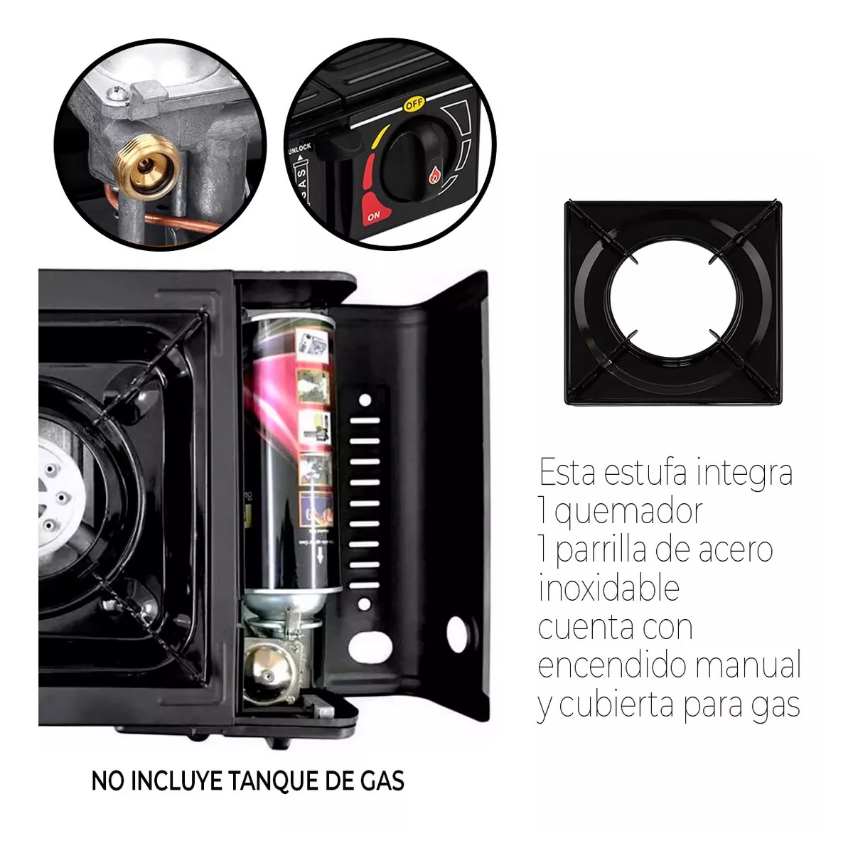 Parrilla Estufa Portatil Gas Butano Encendido Electronico.