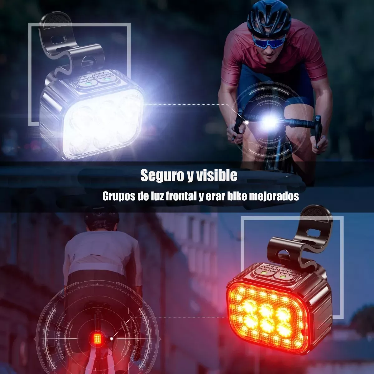 Luces Delanteras Y Traseras De Bicicleta Recargables Ip65 A.
