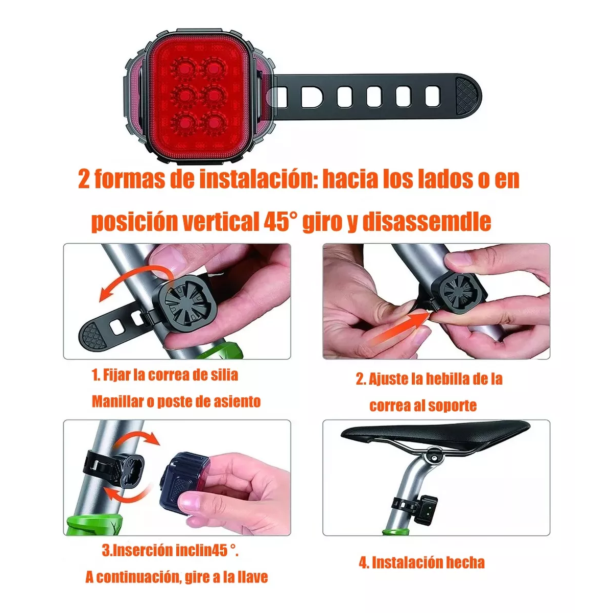 Luces Delanteras Y Traseras De Bicicleta Recargables Ip65 A.
