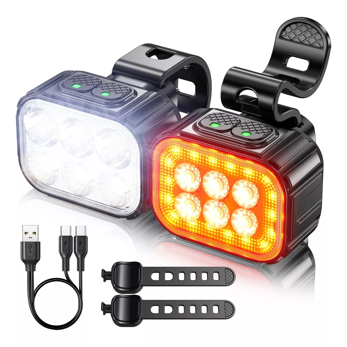 Luces Delanteras Y Traseras De Bicicleta Recargables Ip65 A.