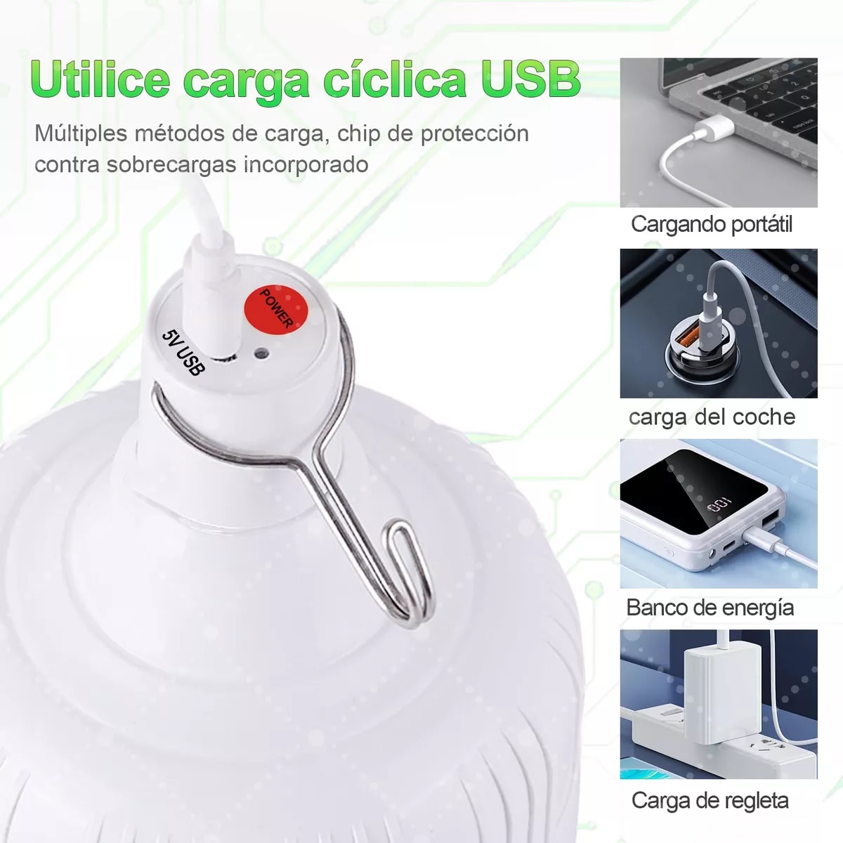 Portatil Recargable Emergencia Usb 80w Lámpara Foco Led 2pzs.