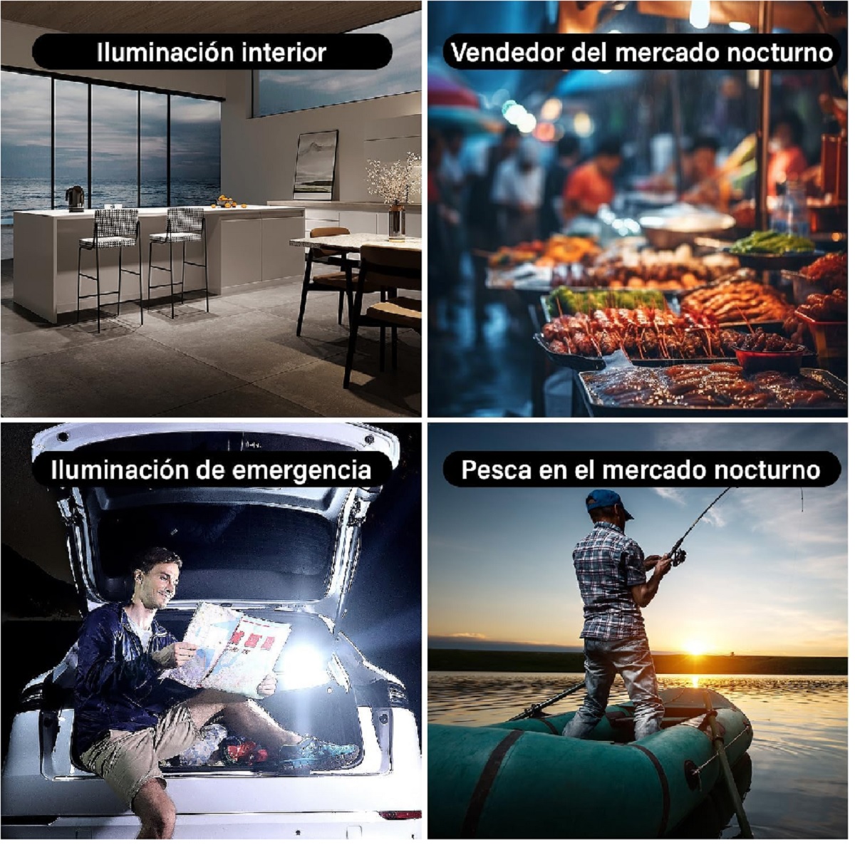 Portatil Recargable Emergencia Usb 80w Lámpara Foco Led 2pzs.
