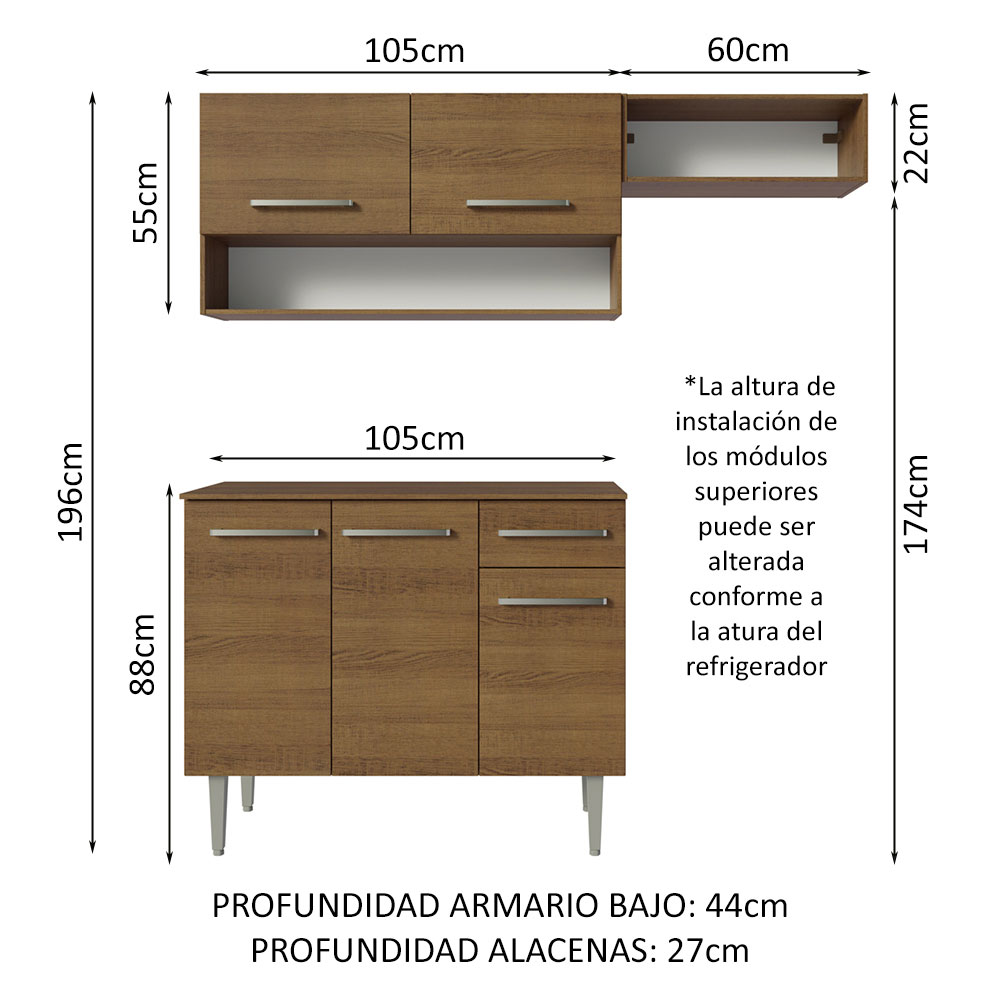 Cocina Integral Completa Modular Madesa Emilly 165cm MM.