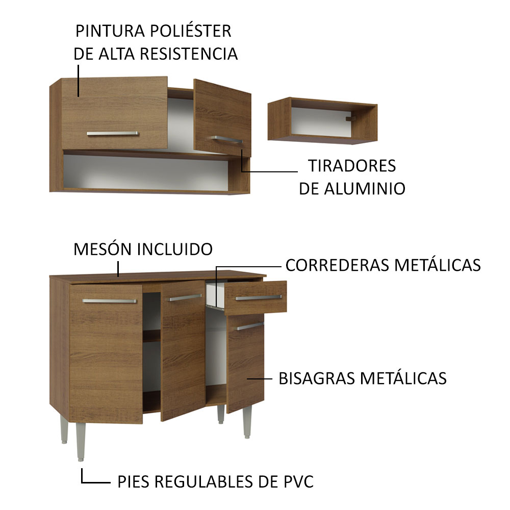 Cocina Integral Completa Modular Madesa Emilly 165cm MM.