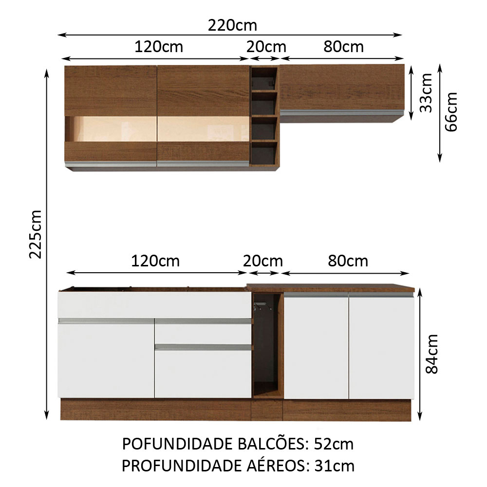 Cocina Integral Completa Modular Madesa Glamy 220cm BM.