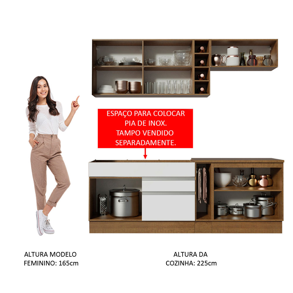 Cocina Integral Completa Modular Madesa Glamy 220cm BM.