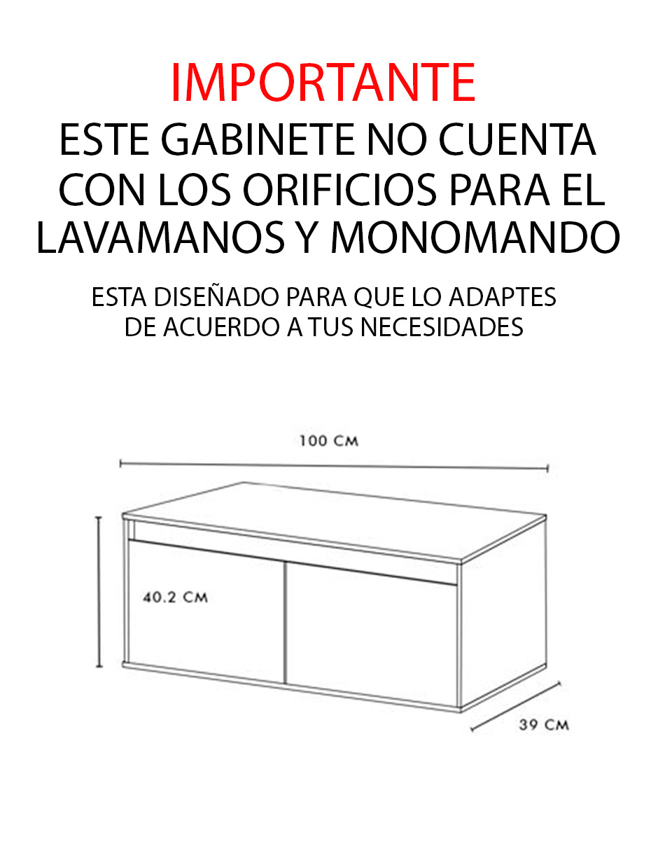 Gabinete Para Baño Luxury Smooth SIN Ovalin Y Monomando.