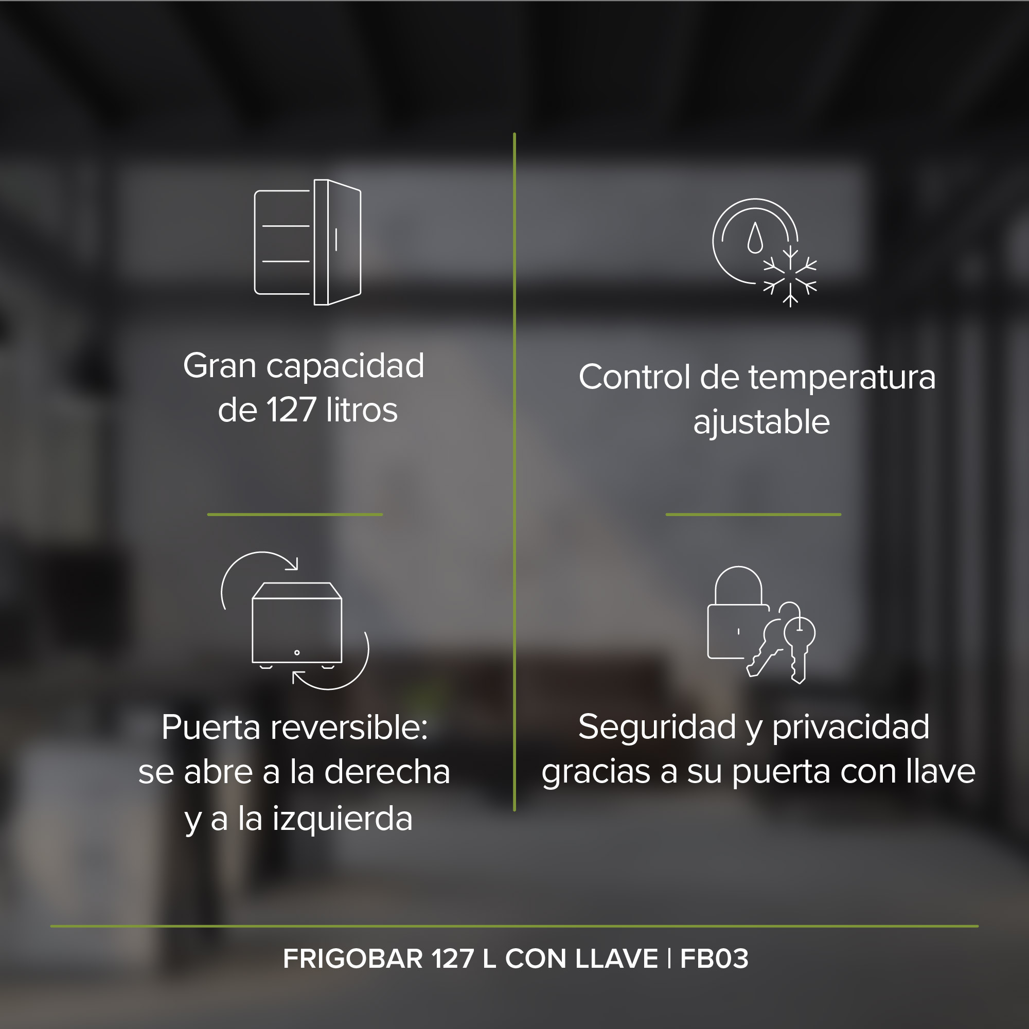 Frigobar Negro 4.5 Pies 127 Litros Con Llave Avera FB03