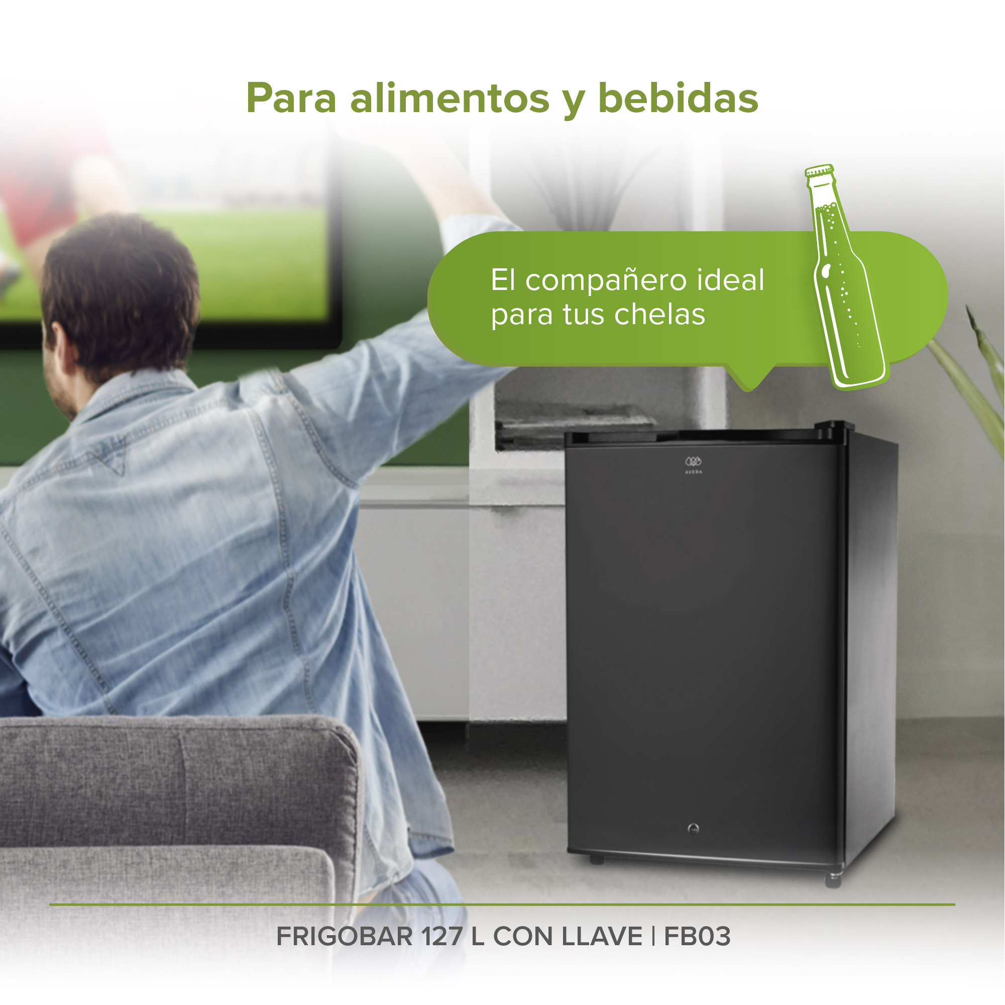 Frigobar Negro 4.5 Pies 127 Litros Con Llave Avera FB03