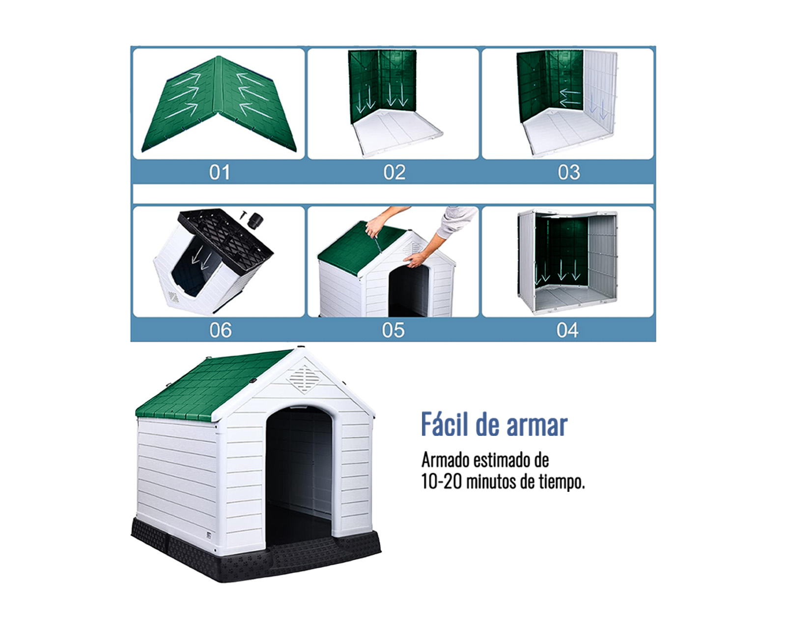 CASA DE PLÁSTICO EXTERIOR TÉRMICA ZEN PARA MASCOTAS RAZA CHICA VERDE.