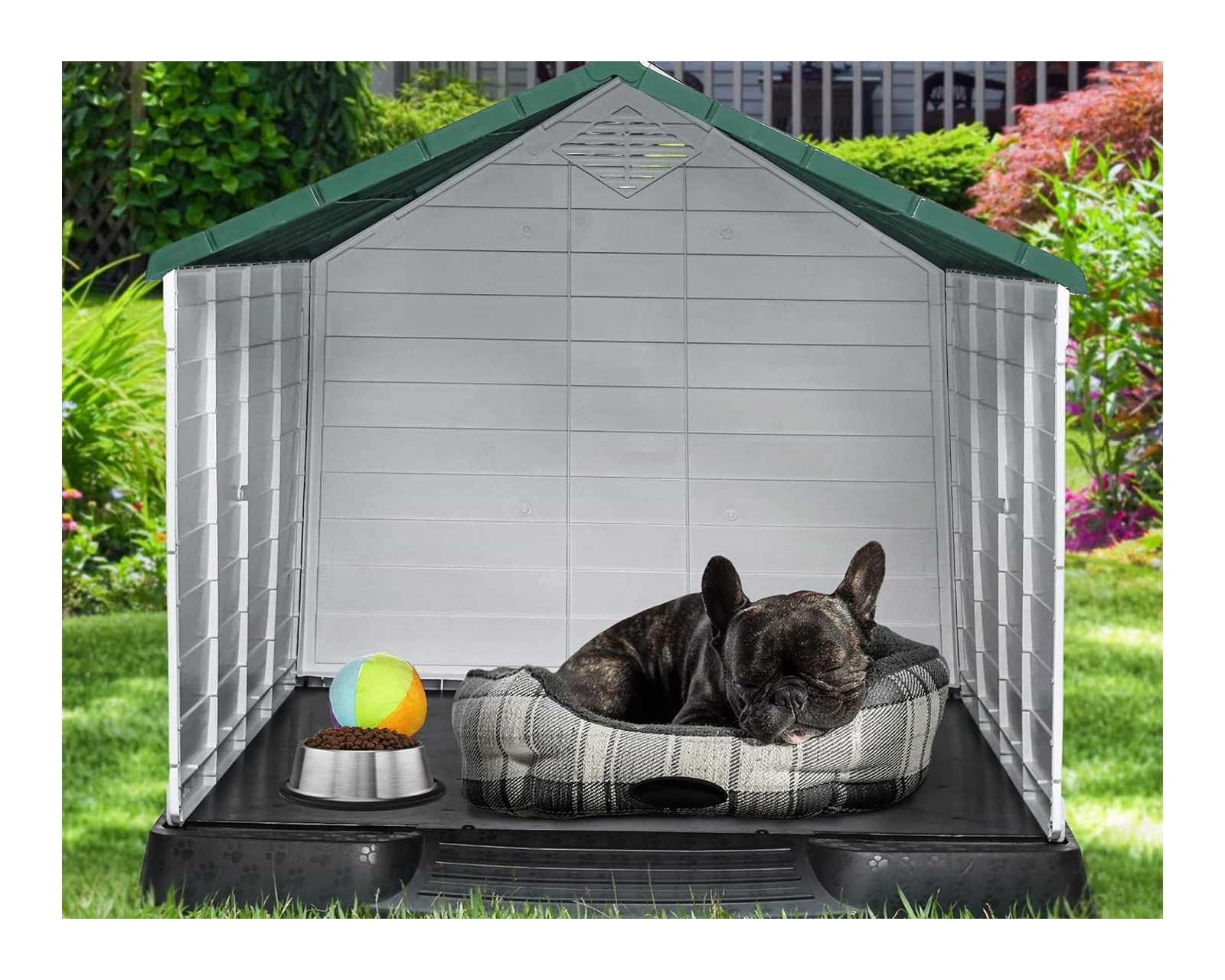 CASA DE PLÁSTICO EXTERIOR TÉRMICA ZEN PARA MASCOTAS RAZA CHICA VERDE.